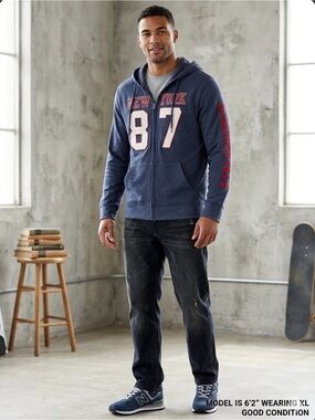 Aeropostale New York 87 Full-Zip Hoodie Navy Blue Size XL